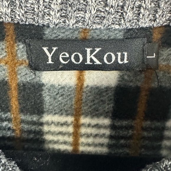 Yeokou Men’s full zip-up Cardigan Sweater Fleece Lining Cashmere Wool sz Large - Picture 3 of 9